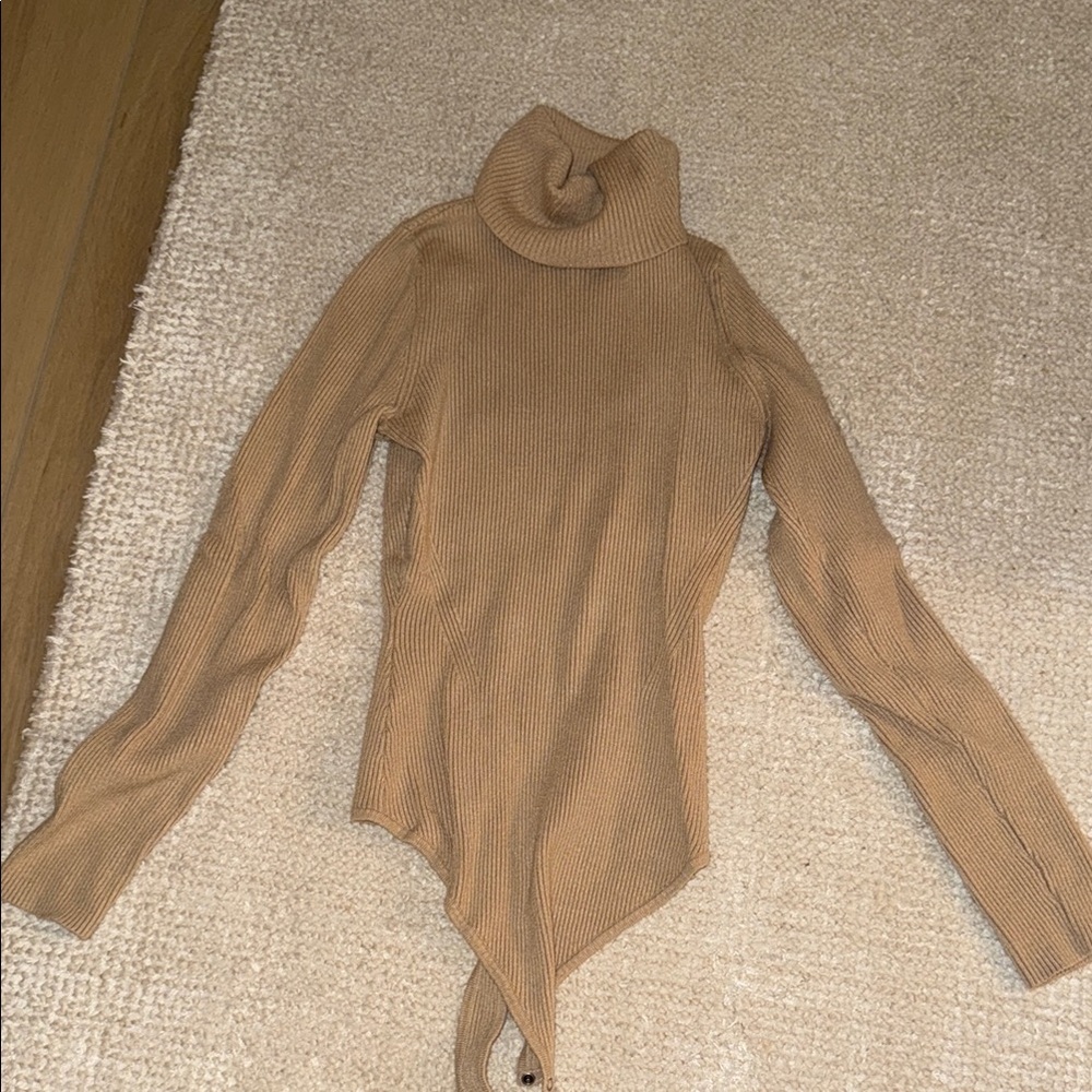 Abercrombie & Fitch Camel Turtleneck Sweater Bodysuit